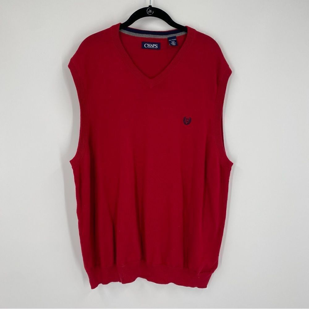 Chaps Men’s V Neck Sleeveless Red Sweater size XXL